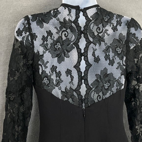 Vintage Jessica McClintock Black Lace Dress Prom Formal Party Sz 6 Whimsigoth - Picture 10 of 16
